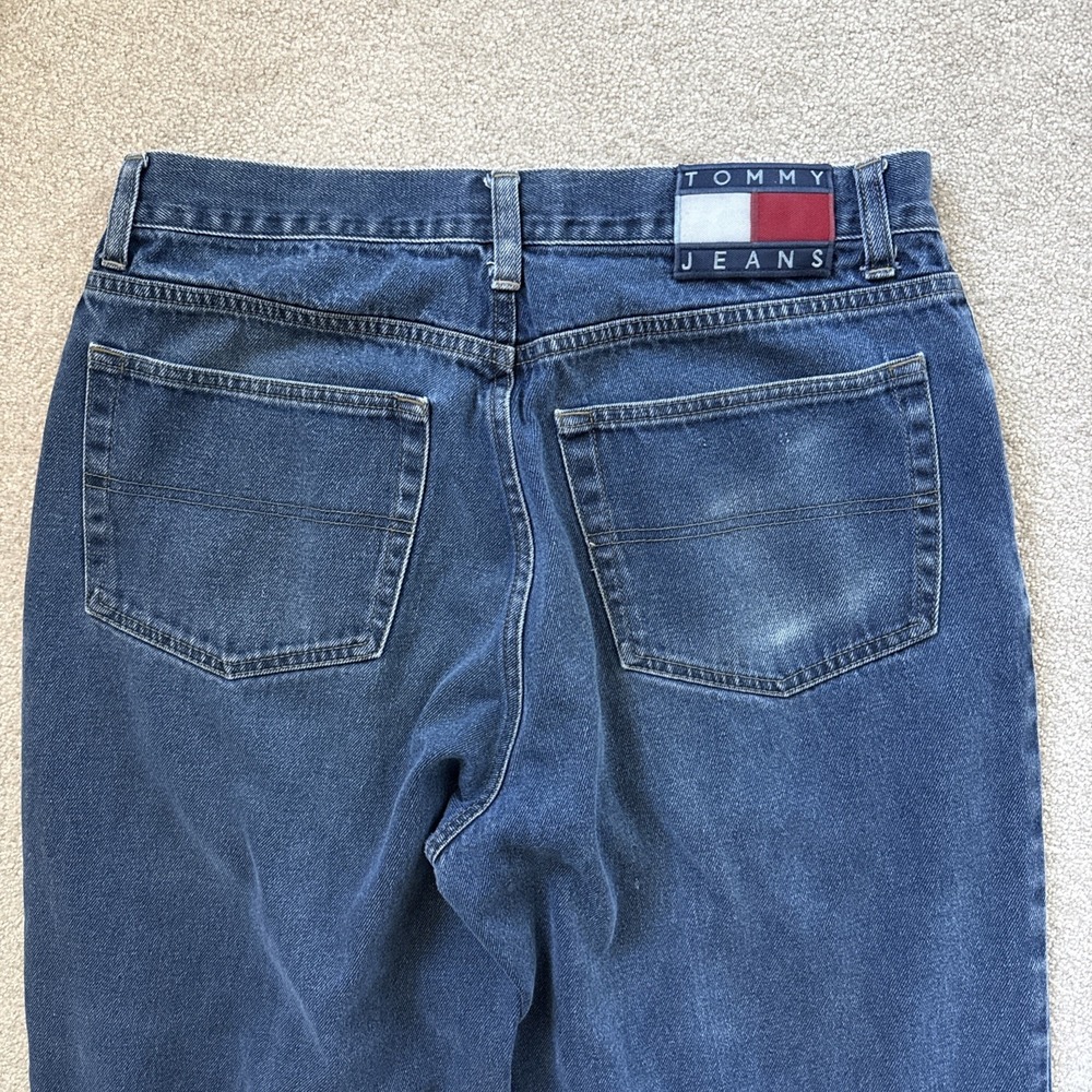 VTG Tommy Hilfiger Jeans‎ 33x30 (33x28) Blue Loose Medium Wash Flag Patch